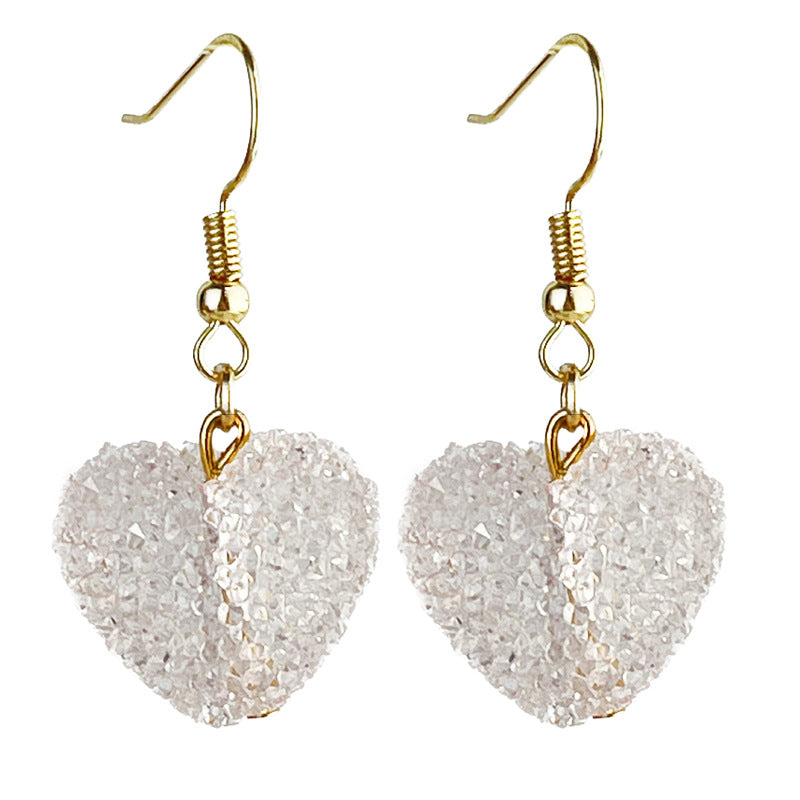 Wholesale 2pcs Valentine's Day Love Three-dimensional Simulation Candy Resin Diamond Color Matching Bead Earrings